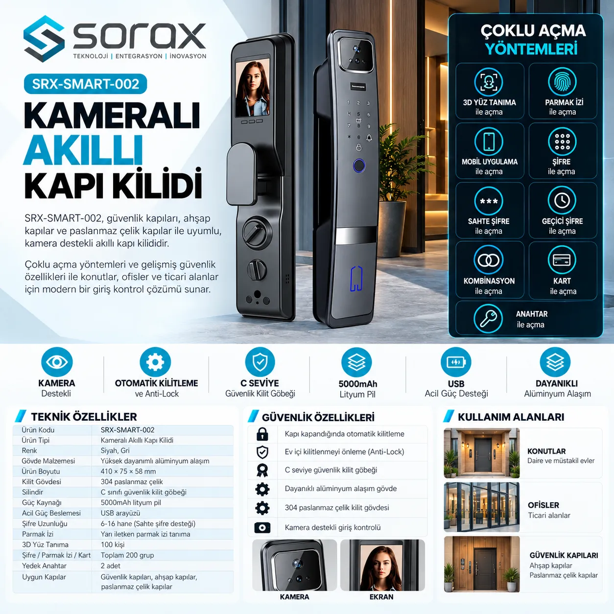 Kameralı Akıllı Kapı Kilidi