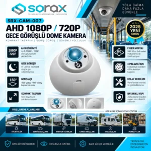 SRX-CAM-007 | Mini Boyutlu AHD 1080P/720P Gece Görüşlü Dome Kamera