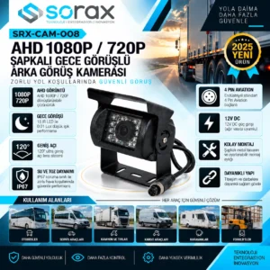 SRX-CAM-008 | AHD 1080P/720P Şapkalı Gece Görüşlü Arka Görüş Kamerası
