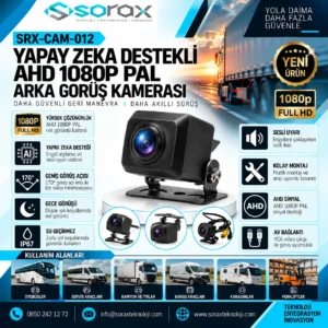SRX-CAM-012 | Yapay Zeka Destekli AHD 1080P PAL Arka Görüş Kamerası