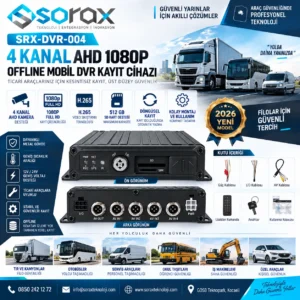 SRX-DVR-004 | 4 Kanal AHD 1080P Full HD Offline Mobil DVR Kayıt Cihazı | 512 GB SD Kart | H.265