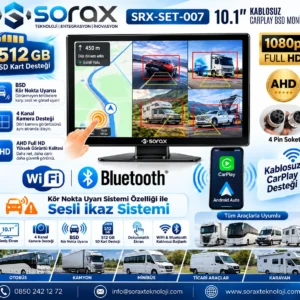 10.1 İnç Akıllı Araç Monitörü 4 Kanal AHD BSD | Sorax