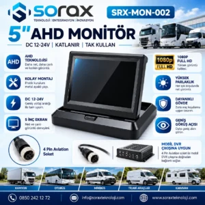 5 İnç AHD Katlanabilir Araç Monitörü 1080P | Sorax