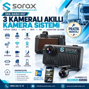 SRX-DASH-007 | 3 Kameralı 4G Akıllı Araç Kamera Sistemi DashCam