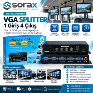 Sorax 1 Giriş 4 Çıkış Aktif VGA Splitter 350 MHz 12V | SORAX
